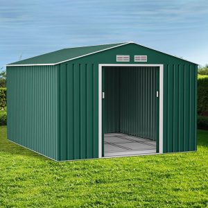 9' x 10' Lotus Orion Apex Metal Shed with Foundation Kit (2.67m x 3.19m)