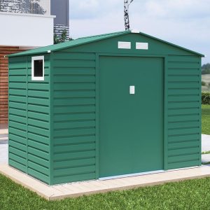 9' x 7' Lotus Hypnos Apex Metal Shed - Green (2.77m x 1.95m)