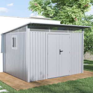 10' x 8' Lotus Minos White Aluminium Metal Shed (2.96m x 2.54m)