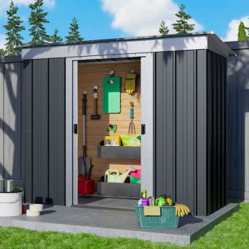 6' x 4' Yardmaster Castleton Anthracite Pent Metal Shed (1.98m x 1.19m)