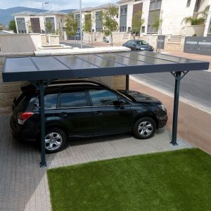 10' x 16' Palram Canopia Palma 5000 Grey Metal Carport with Bronze Polycarbonate Roof (2.93m x 4.97m)