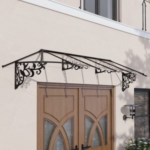 12'2 x 2'11 Palram Canopia Lily 3600 Black Clear Large Door Canopy (3.7m x 0.88m)