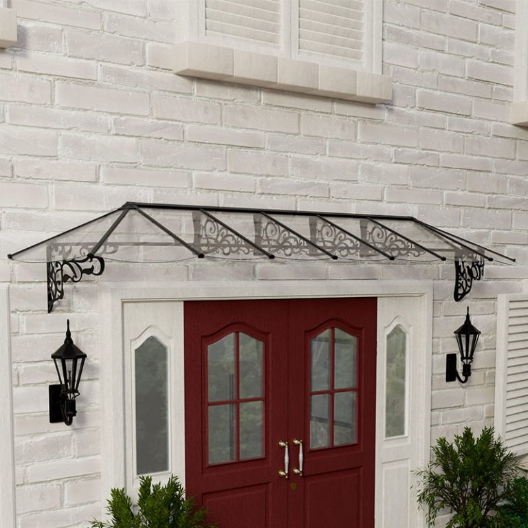 13'10 x 2'11 Palram Canopia Lily 4100 Black Clear Large Door Canopy (4.21m x 0.88m)