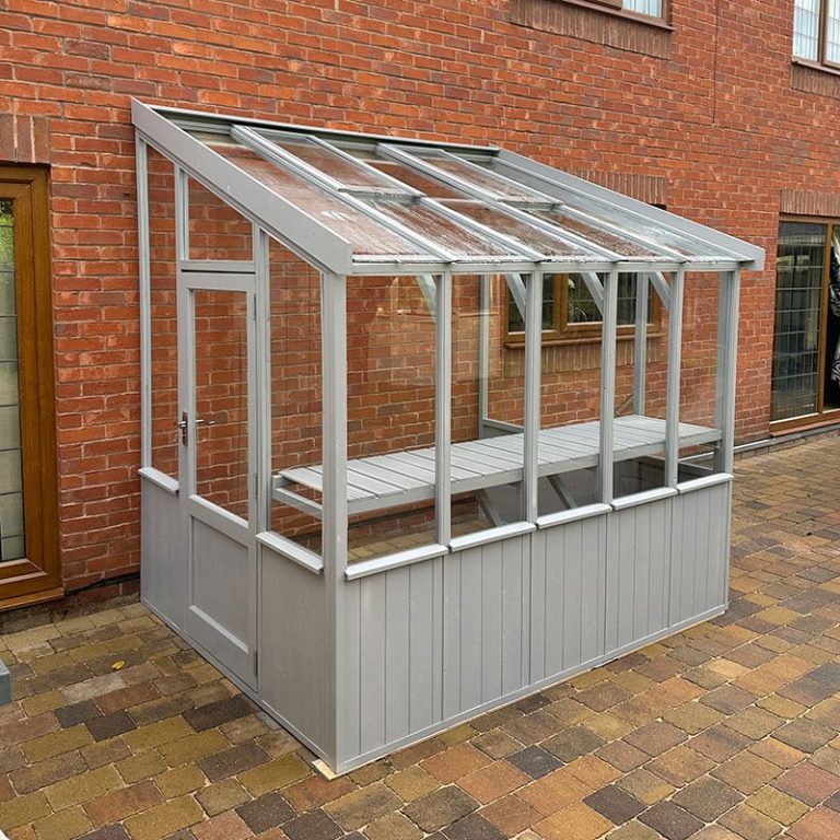 5'1 x 7'10 Coppice Hatfield Lean To Painted Wooden Greenhouse (1.55m x 2.4m)