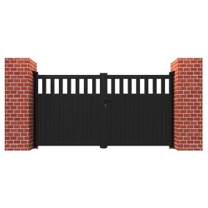 Partial Privacy Premium Metal Driveway Double Gates - Black