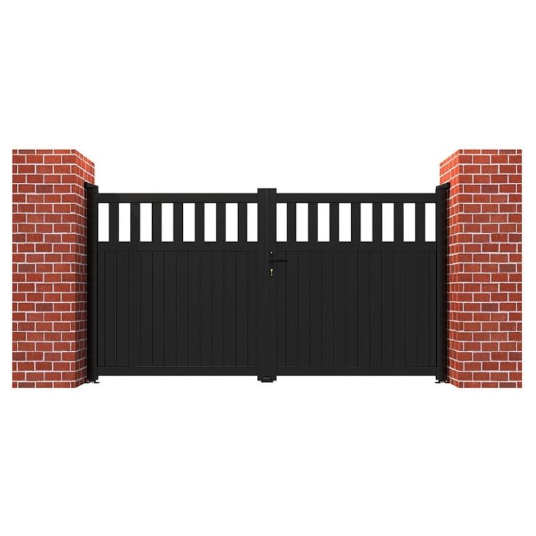 Partial Privacy Premium Metal Driveway Double Gates - Black