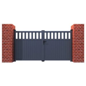 Partial Privacy Premium Metal Driveway Double Gates - Grey