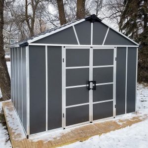 11' x 9' Palram Canopia Yukon Premium Dark Grey Skylight Plastic Shed with WPC Floor (3.3m x 2.7m)