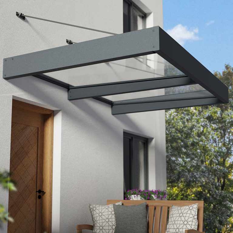 6'4 x 4'7 Palram Canopia Sophia XL 2000 Grey Clear Door Canopy (1.92m x 1.4m)