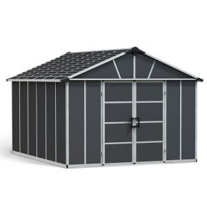 11' x 13.1' Palram Canopia Yukon Premium Dark Grey Skylight Plastic Shed with WPC Floor (3.32m x 3.93m)