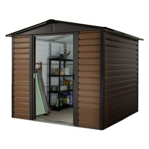 YardMaster 8' x 6' Woodgrain Shiplap Metal Garden Shed