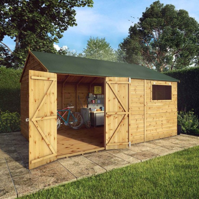 Adley 14' x 10' Premium Double Door Shiplap Modular Reverse Apex Workshop