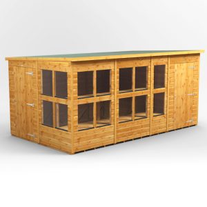 Oren 14' x 8' Pent Combi Potting Shed with Side Store - 4ft