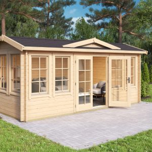 Greenway 4.21m x 5.7m Evenwood Log Cabin - 44mm