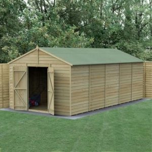 20' x 10' Forest 4Life 25yr Guarantee Overlap Pressure Treated Windowless Double Door Apex Wooden Shed (5.96m x 3.21m)