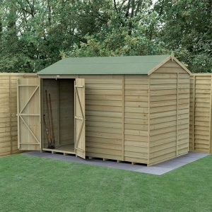 10' x 6' Forest 4Life 25yr Guarantee Overlap Pressure Treated Windowless Double Door Reverse Apex Wooden Shed (3.01m x 1.99m)