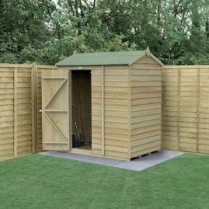 6' x 4' Forest 4Life 25yr Guarantee Overlap Pressure Treated Windowless Reverse Apex Wooden Shed (1.88m x 1.34m)