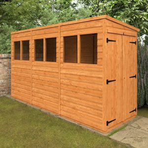 Redlands 4' x 12' Double Door Shiplap Modular Pent Shed