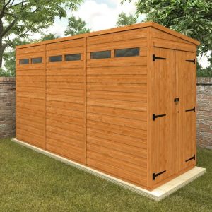 Redlands 4' x 12' Double Door Shiplap Modular Pent Security Shed