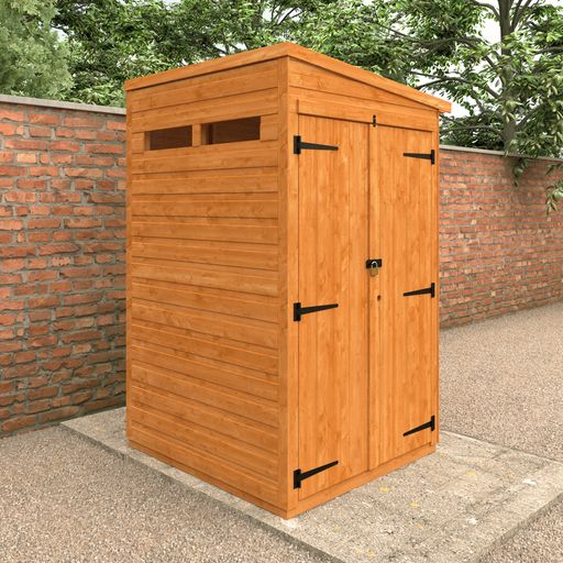 Redlands 4' x 4' Double Door Shiplap Modular Pent Security Shed