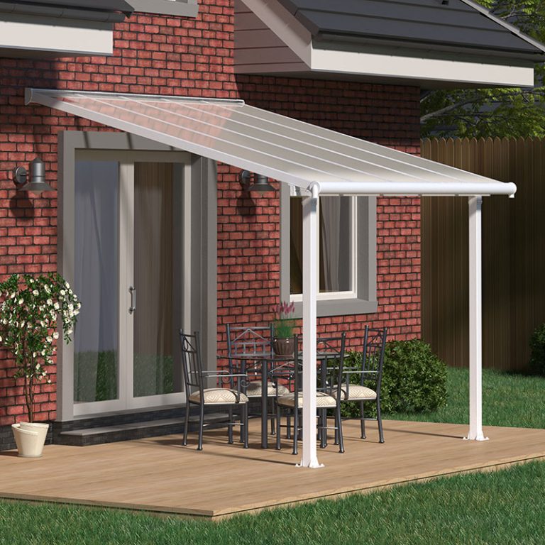 10'x10' (3x3m) Palram Canopia Olympia White Patio Cover With Clear Panels