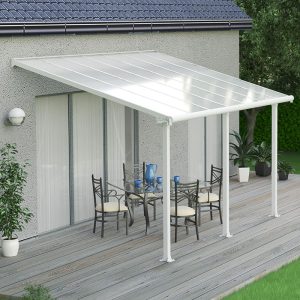 10'x14' (3x4.25m) Palram Canopia Olympia White Patio Cover With Clear Panels