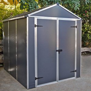 6' x 8' Palram Canopia Multi-Wall Premium Rubicon Plastic Shed - Dark Grey (1.85m x 2.28m)