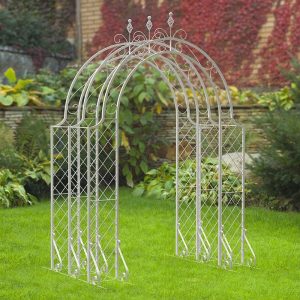 Panacea Lattice Metal Garden Arch Tunnel - White 8'3 x 5'9