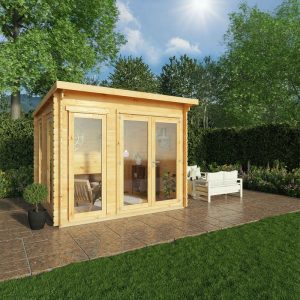 Adley 3m x 3m Alpha Pent Log Cabin - 28mm