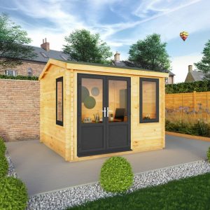 Adley 3m x 3m Delta Home Office Log Cabin With UPVC Windows & Doors - 44mm