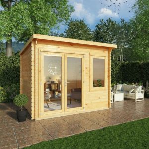 Adley 3m x 3m Quebec Pent Log Cabin - 28mm