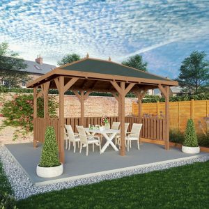 Adley 3m x 4m Pressure Treated Gazebo With Vertical Rails