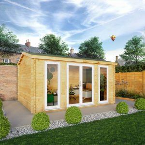 Adley 4.5m x 3.5m Bravo Home Office Log Cabin With UPVC Windows & Doors - 44mm