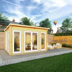 Adley 4m x 3m Alpha Pent Log Cabin With UPVC Windows & Doors - 44mm