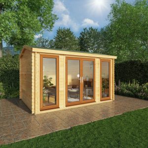 Adley 4m x 3m Bravo Home Office Log Cabin With UPVC Windows & Doors - 44mm