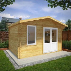 Adley 4m x 3m Lincoln Log Cabin With UPVC Windows & Doors - 44mm