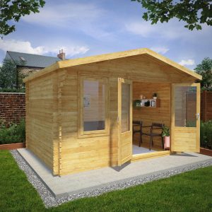 Adley 4m x 3m Lincoln Log Cabin - 28mm