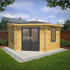 Adley 4m x 4m Somerset Corner Log Cabin With UPVC Windows & Doors - 44mm