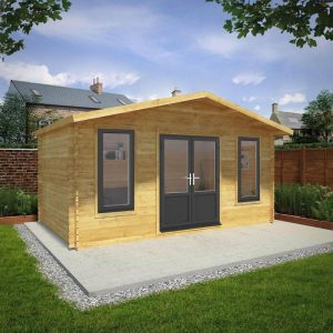 Adley 5m x 3m Lincoln Log Cabin With UPVC Windows & Doors - 44mm