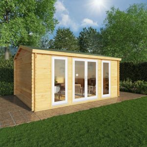 Adley 5m x 4m Bravo Home Office Log Cabin With UPVC Windows & Doors - 44mm