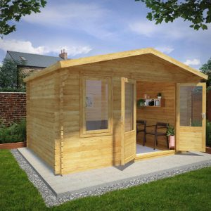 Adley 4m x 3m Lincoln Log Cabin - 34mm