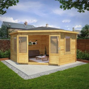 Adley 4m x 4m Somerset Corner Log Cabin - 34mm