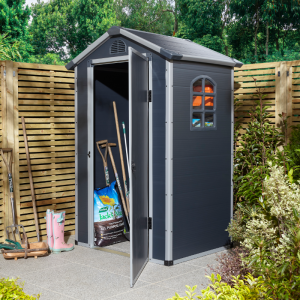 Rowlinson Airevale 4' x 3' Plastic Apex Shed - Dark Grey