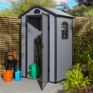 Rowlinson Airevale 4' x 3' Plastic Apex Shed - Light Grey