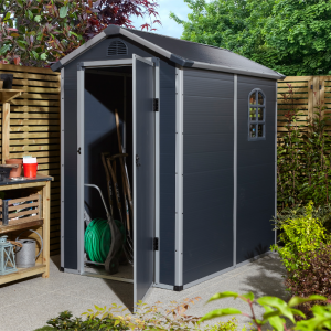 Rowlinson Airevale 4' x 6' Plastic Apex Shed - Dark Grey