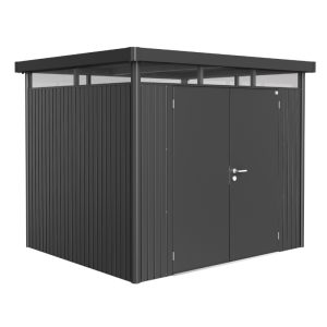 Biohort HighLine Size H3 Premium Metal Shed with Double Door - Dark Grey