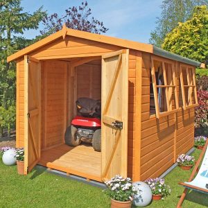 14' x 8' Shire Bison Heavy Duty Double Door Wooden Workshop (4.31m x 2.56m)