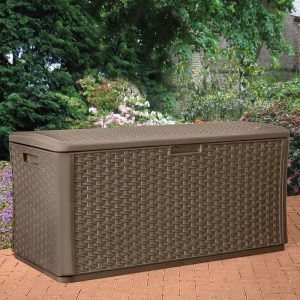 4' x 2' (1.46 x 0.73m) Suncast Resin Wicker Deck Box & Plastic Garden Storage