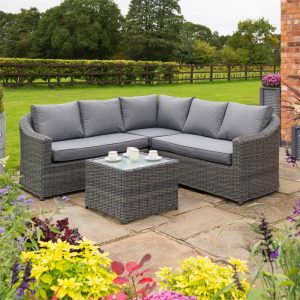 Rowlinson Bunbury Rattan Corner Set - Grey Weave