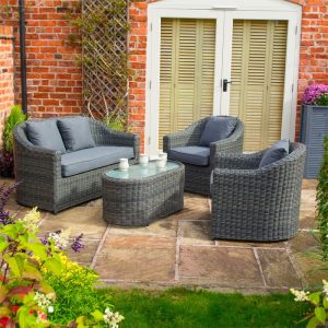 Rowlinson Bunbury Rattan Sofa Set - Grey Weave